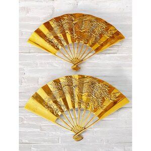 Vintage Genuine Solid Brass Wall Hanging Fans With Dragon Design